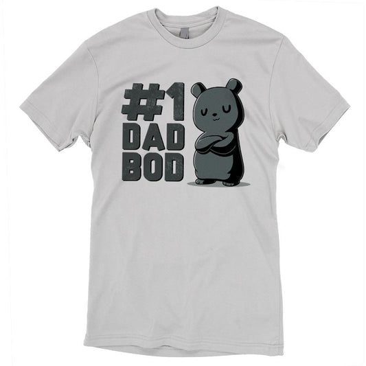 Premium Cotton T-shirt_TeeTurtle silver gray #1 Dad Bod. Featuring a black bear with a dad bod.