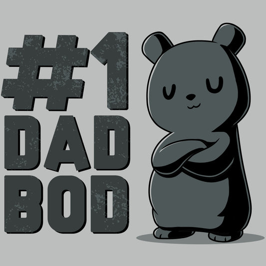 Premium Cotton T-shirt_TeeTurtle silver gray #1 Dad Bod. Featuring a black bear with a dad bod.