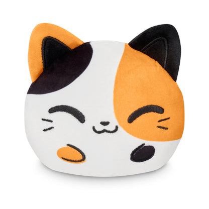 Plush toy of a smiling cartoon cat with orange and black patches from the TeeTurtle Kawaii Cuties collection.