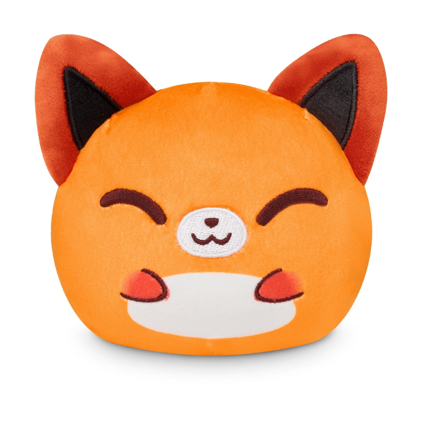 Orange Plushiverse Sly Fox 4" reversible plushie with a smiling expression by TeeTurtle.