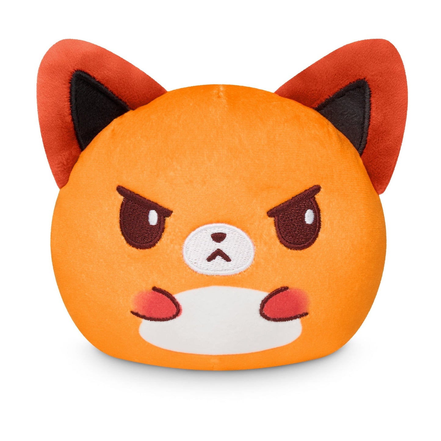 A TeeTurtle Plushiverse Sly Fox 4" reversible plushie with an angry facial expression and cat-like ears.