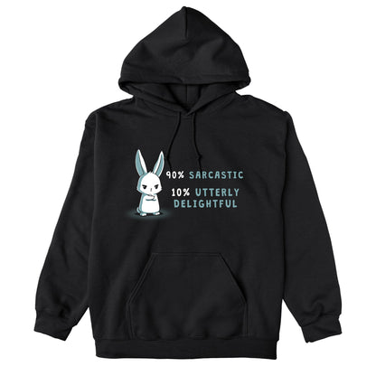 Pullover Hoodie_A cartoon bunny stands with arms crossed on this black apparel. Text reads "90% Sarcastic, 10% Utterly Delightful." Made from super soft cotton, the monsterdigital 90% Sarcastic is the perfect blend of comfort and cheekiness.