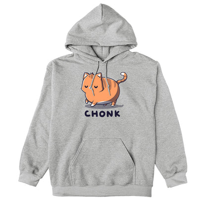 Pullover Hoodie_TeeTurtle Chonk heather gray design featuring a large round cat being cute with its eyes closed.