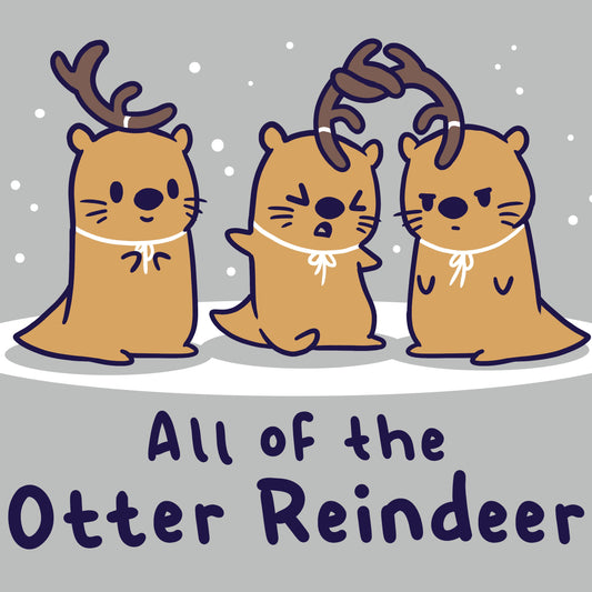 Premium Cotton T-shirt_TeeTurtle All Of The Otter Reindeer silver gray t-shirt featuring otters dressed as Christmas reindeer.