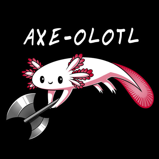 Premium Cotton T-shirt_A drawing of a smiling axolotl holding an axe, with 