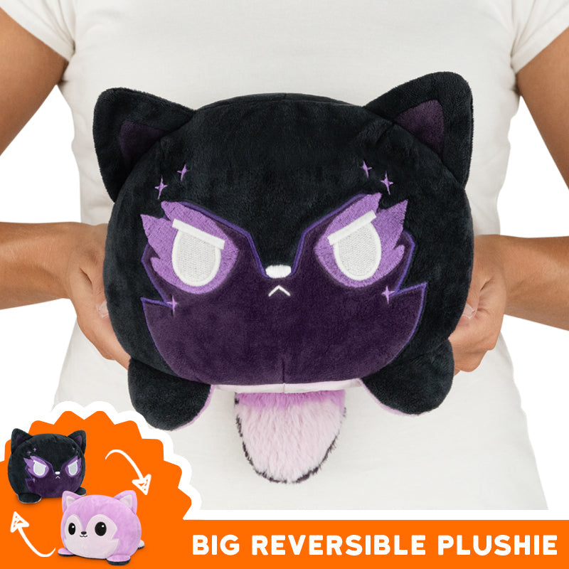 Big reversible wolf plushie that allows you to express emotions, brought to you by TeeTurtle's Big Reversible Wolf Plushie.