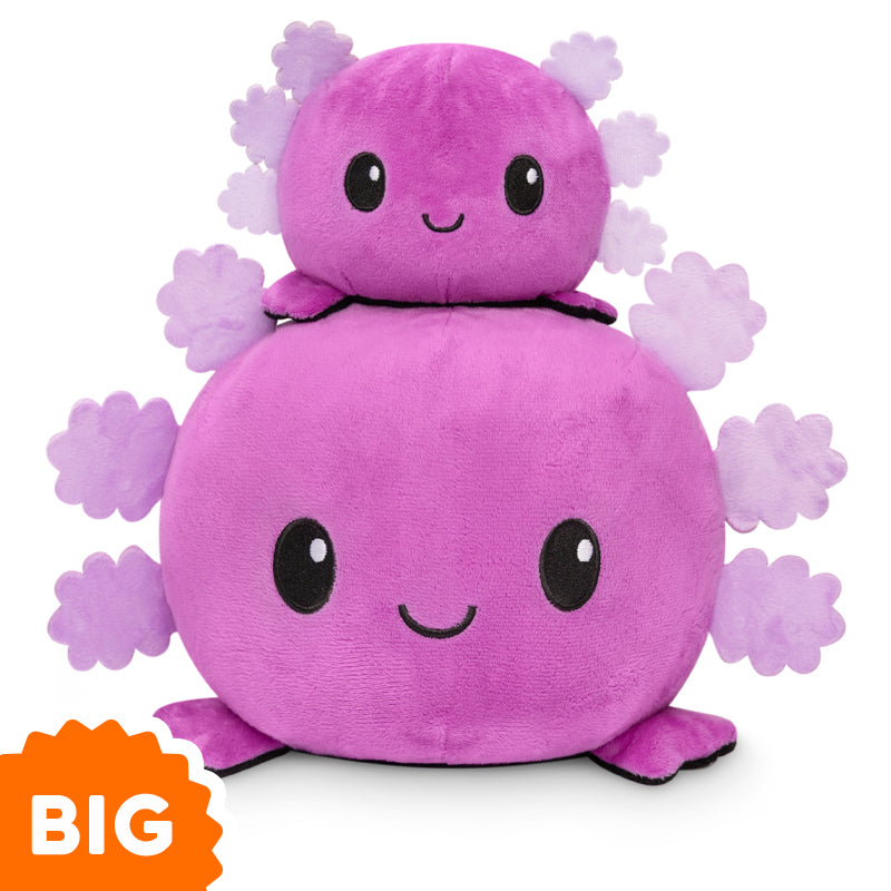 TeeTurtle Big Reversible Axolotl Plushie (Purple + Black) - mood plushies.