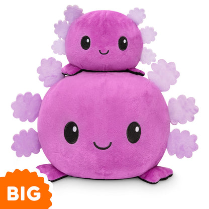 TeeTurtle Big Reversible Axolotl Plushie (Purple + Black) - mood plushies.