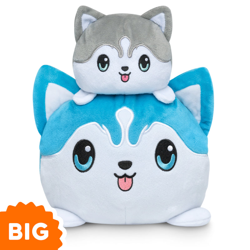 A Big Reversible Husky Plushie by TeeTurtle, with blue and white colors and the words "big husky".