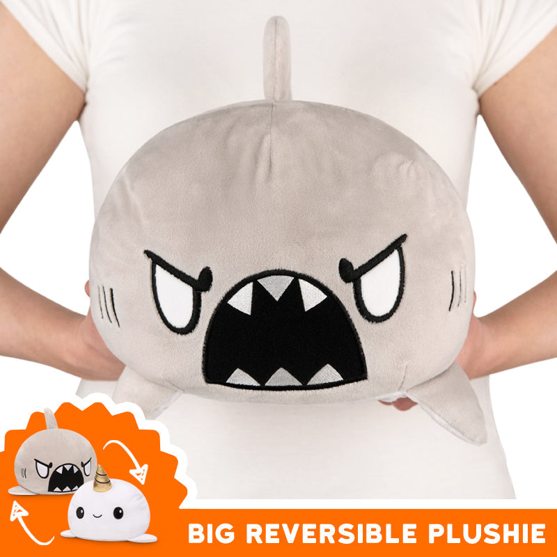 Big TeeTurtle Reversible Narwhal & Shark Plushie.