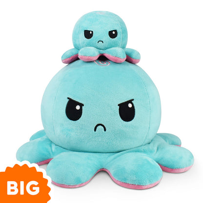 A Big Reversible Octopus Plushie by TeeTurtle is stacked on top of another octopus.