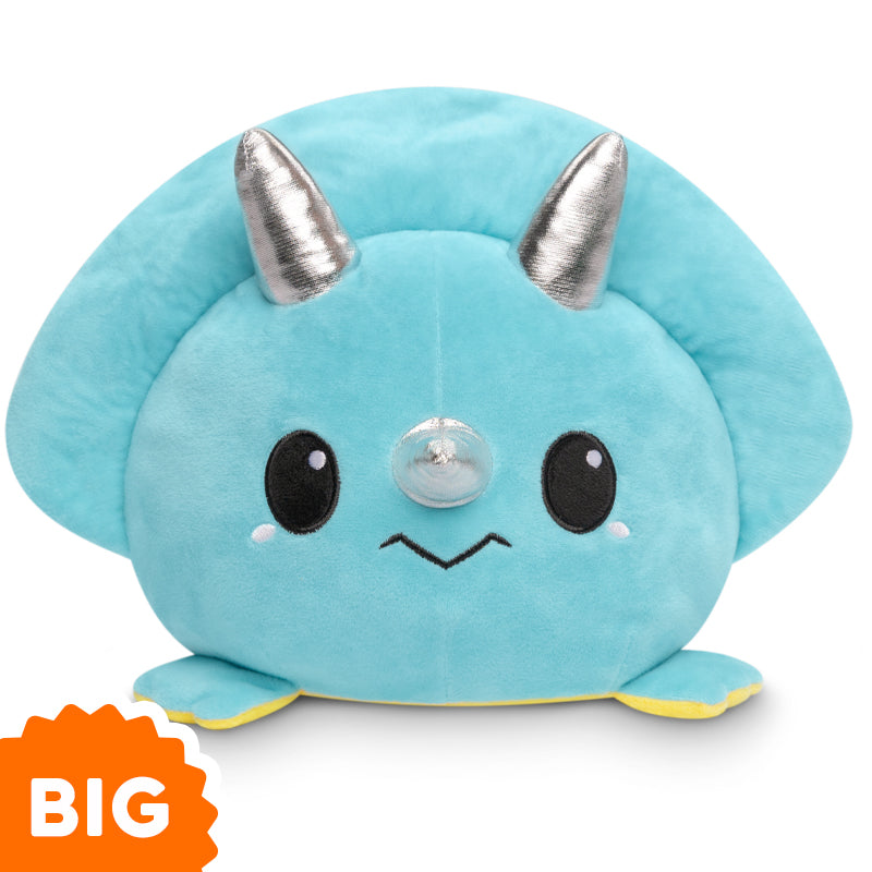 A TeeTurtle Big Reversible Stego & Triceratops Plushie.