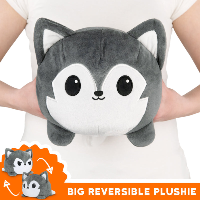 Big Reversible Wolf Plushie by TeeTurtle that allows you to express emotions.