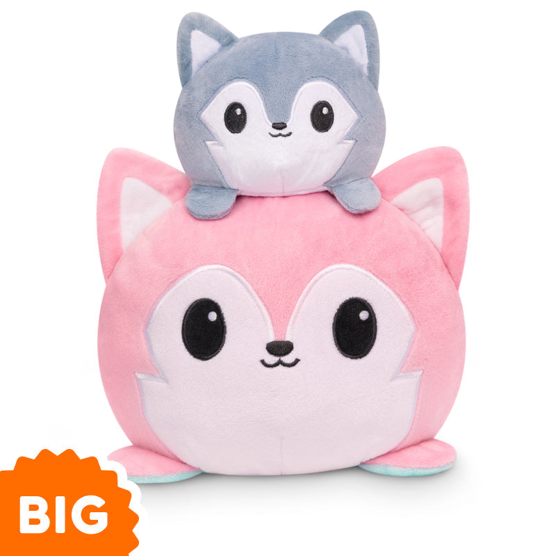 Patented Big Reversible Wolf Plushie featuring two foxes that can change their mood by TeeTurtle.