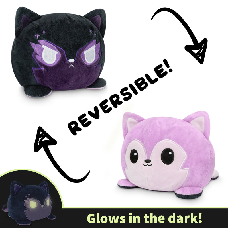 Big Reversible Wolf plushie glows in the dark with TeeTurtle brand.