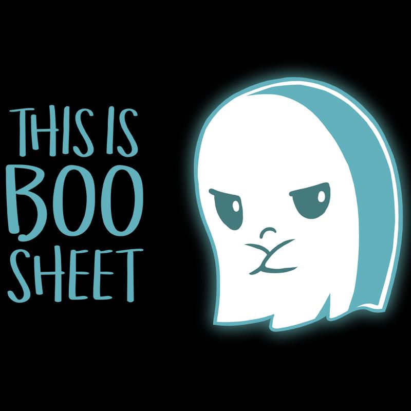 Premium Cotton T-shirt_TeeTurtle black Boo Sheet. Featuring a grumpy ghost saying, "This is Boo Sheet".