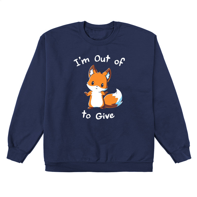 Crew Neck Sweatshirt_TeeTurtle I'm Out of Fox to Give navy blue design featuring a sarcastic fox shrugging.