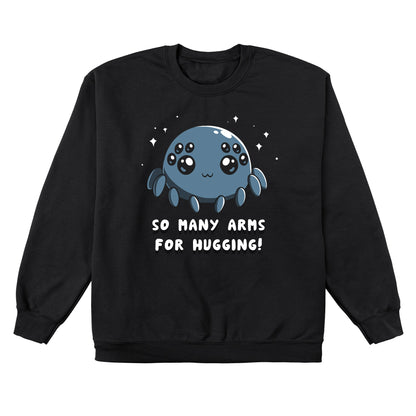 Crew Neck Sweatshirt_TeeTurtle Spider Hugs black t-shirt featuring a cute spider looking for hugs