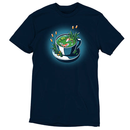 Premium Cotton T-shirt_TeeTurtle Cup of Koi navy blue t-shirt featuring artistic teacup with two koi fish inside.