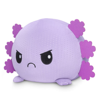 A Giant Moody Axolotl Plushie decorated with purple flowers by TeeTurtle.