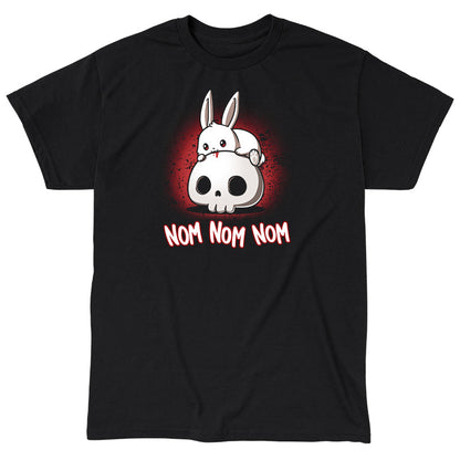 Classic Cotton T-shirt_TeeTurtle black Killer Bun Bun. Featuring a bunny sitting on top of a skull and chewing on it.