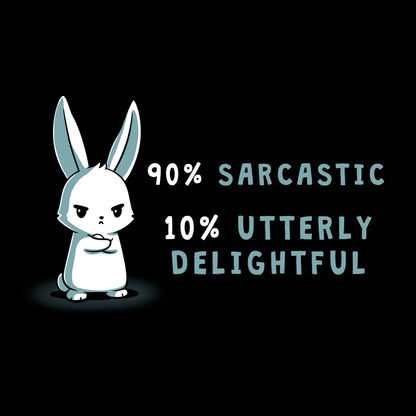 Long Sleeve T-shirt_A cartoon bunny stands with arms crossed on this black apparel. Text reads "90% Sarcastic, 10% Utterly Delightful." Made from super soft cotton, the monsterdigital 90% Sarcastic is the perfect blend of comfort and cheekiness.