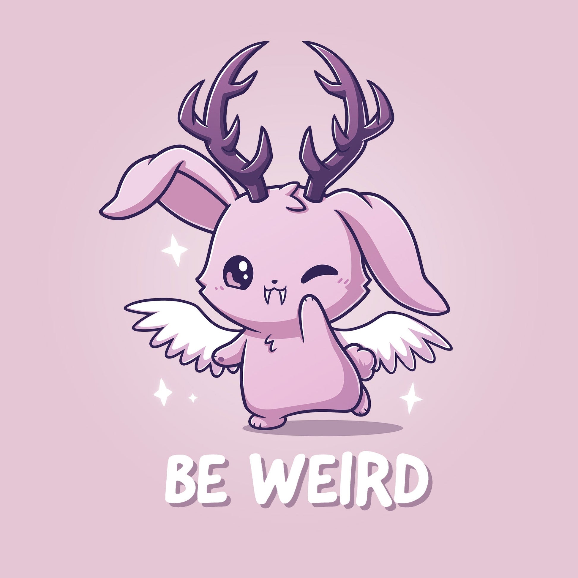 Classic Cotton T-shirt_TeeTurtle light pink Be Weird t-shirt featuring a winking wolpertinger.