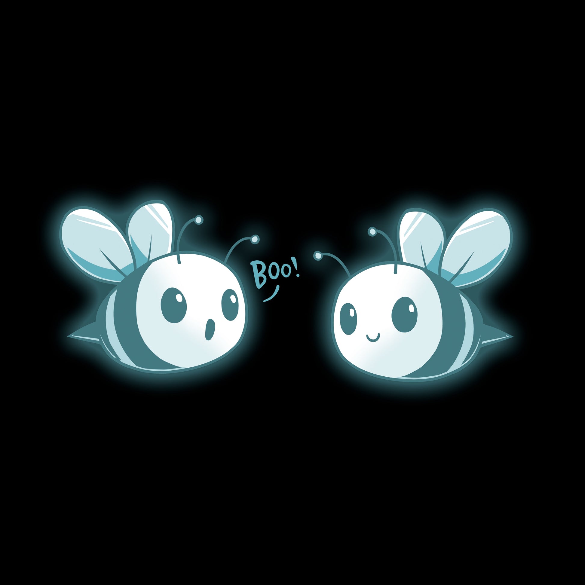 Classic Cotton T-shirt_TeeTurtle black Boo Bees. Featuring two ghost bees saying boo.