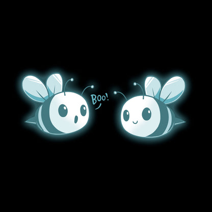 Long Sleeve T-shirt_TeeTurtle black Boo Bees. Featuring two ghost bees saying boo.