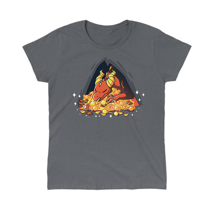 Classic Cotton T-shirt_TeeTurtle Candy Hoarder charcoal gray t-shirt featuring a dragon sleeping on its hoard of Halloween candy