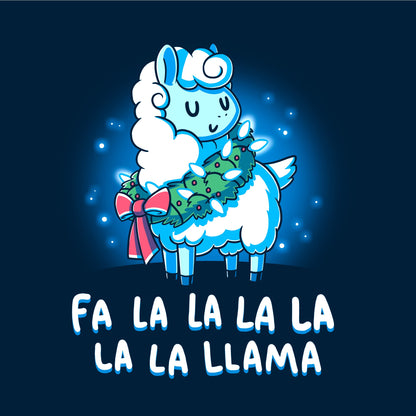 Classic Cotton T-shirt_TeeTurtle Christmas Llama navy blue t-shirt featuring llama wearing a Christmas themed wreath.