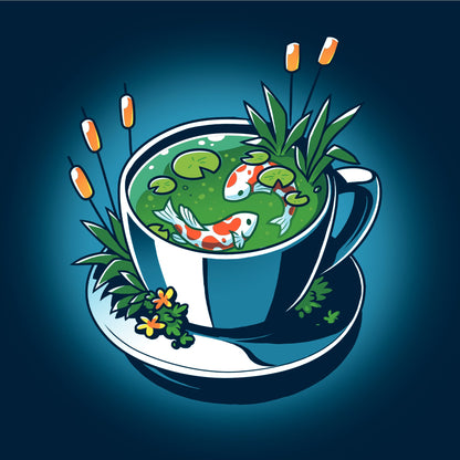 Long Sleeve T-shirt_TeeTurtle Cup of Koi navy blue t-shirt featuring artistic teacup with two koi fish inside.