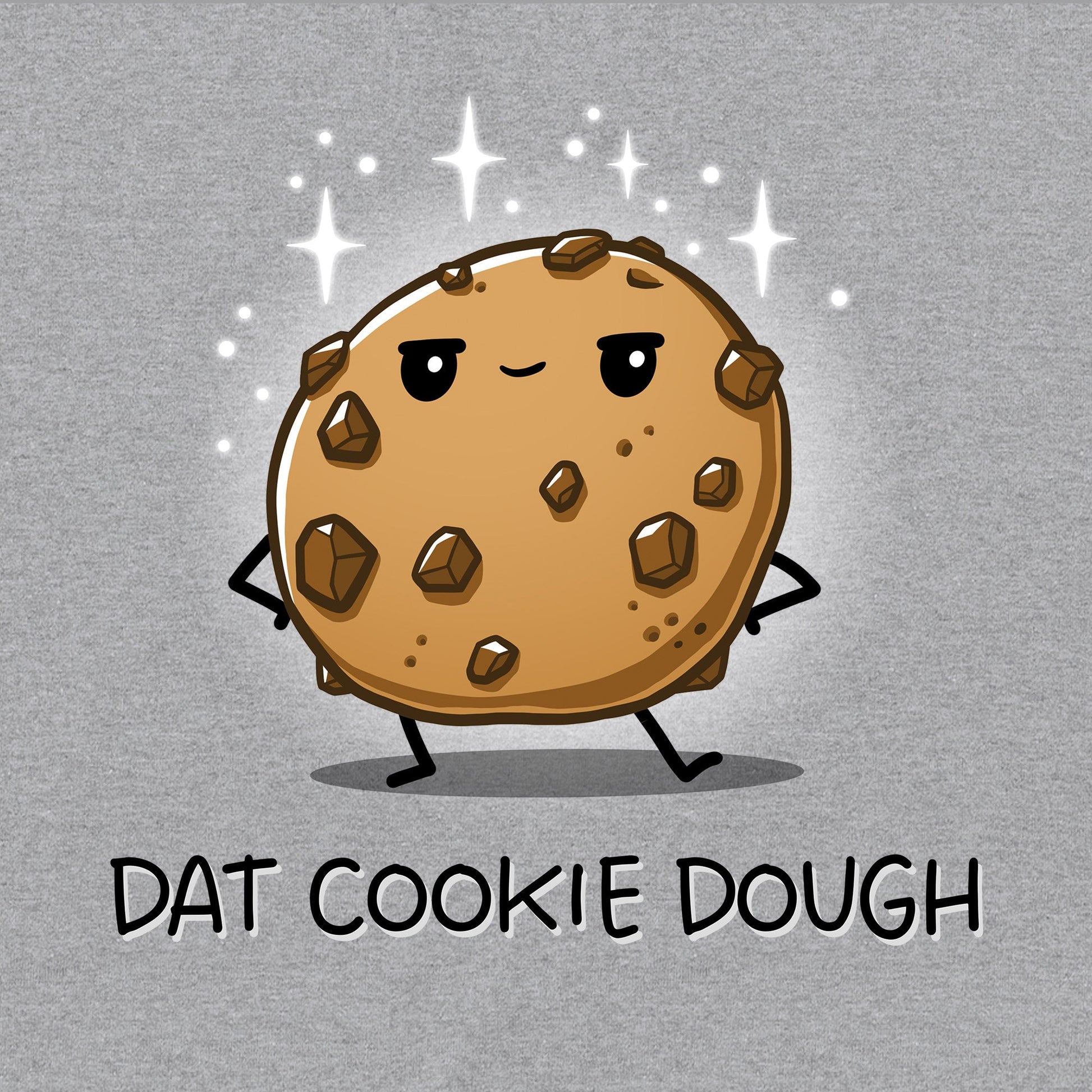 Classic Cotton T-shirt_TeeTurtle heather gray Dat Cookie Dough t-shirt featuring a cookie with a sassy expression and stick-figure hands on its hips.