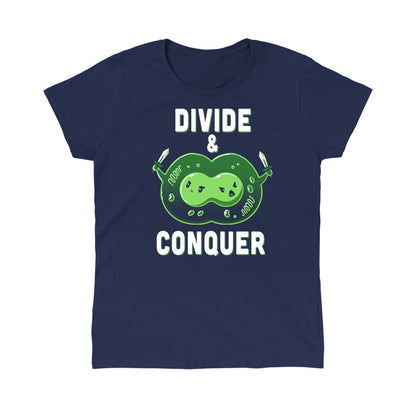 Classic Cotton T-shirt_TeeTurtle Divide & Conquer navy blue t-shirt featuring a dividing cell armed with swords.