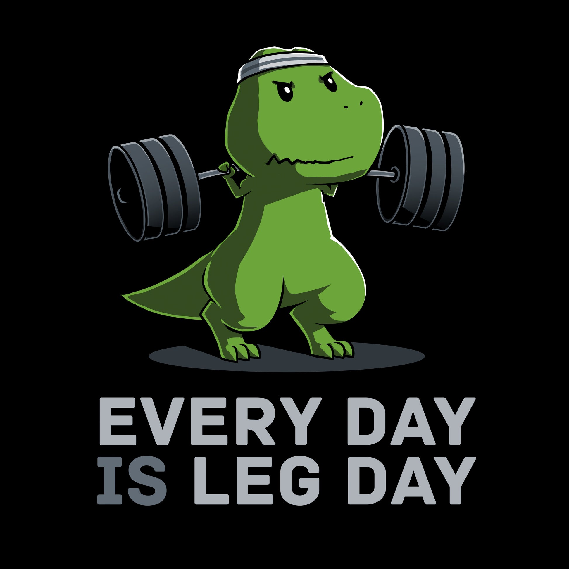 Pullover Hoodie_TeeTurtle black Every Day Is Leg Day. Featuring a t-rex lifting a barbell.