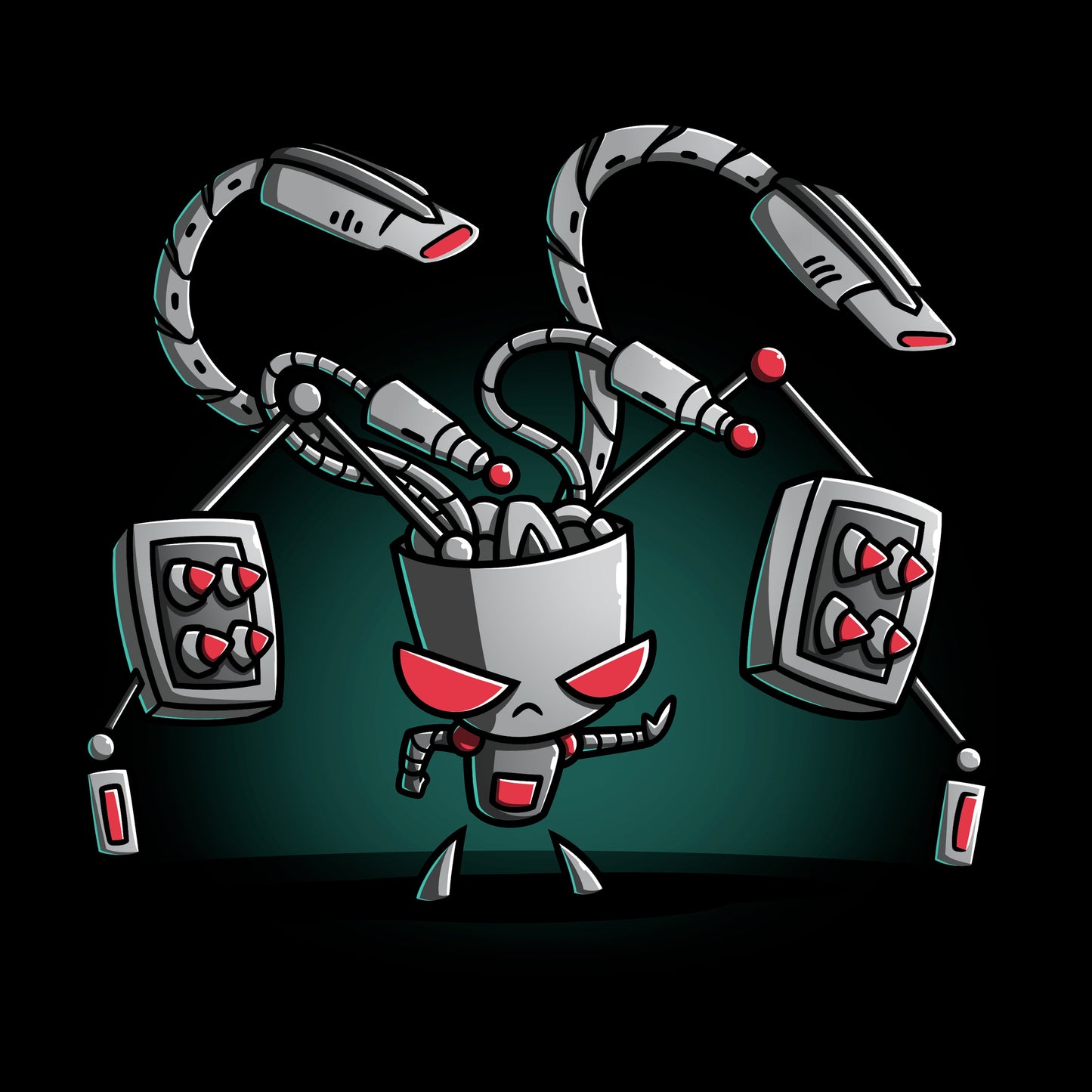 Classic Cotton T-shirt_TeeTurtle black Gir (Duty-Mode) apparel featuring Gir with an array of weapons drawn.