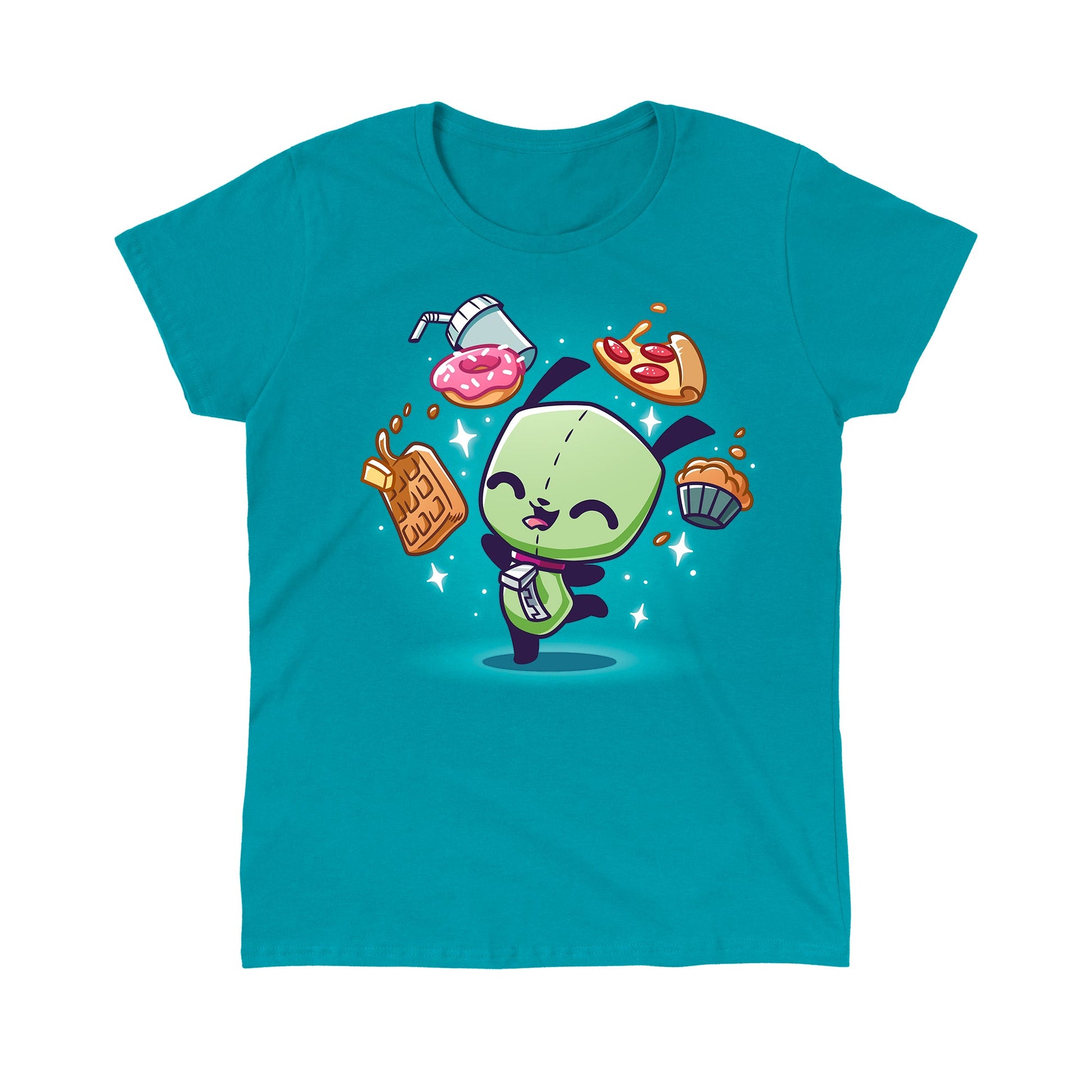 Classic Cotton T-shirt_TeeTurtle tropical blue apparel featuring Gir with his favorite food.