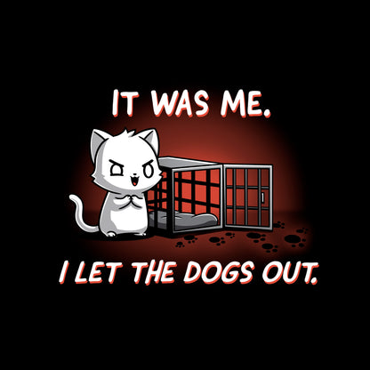 Crew Neck Sweatshirt_TeeTurtle I let the dogs out black design featuring a cat next to an empty dog cage.