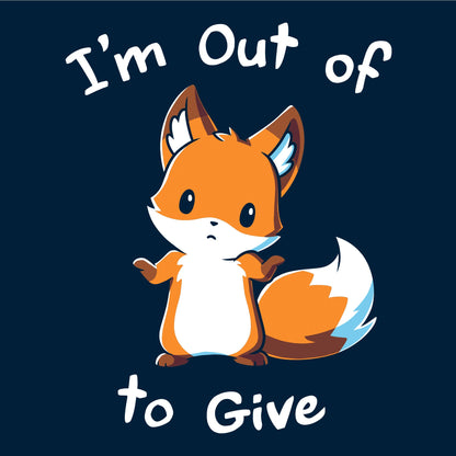 Crew Neck Sweatshirt_TeeTurtle I'm Out of Fox to Give navy blue design featuring a sarcastic fox shrugging.