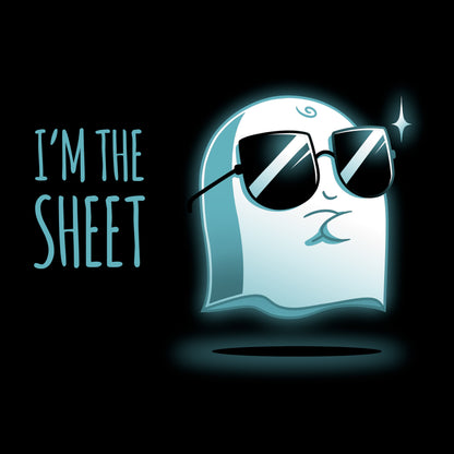 Crew Neck Sweatshirt_Teeturtle I'm the Sheet black t-shirt featuring a smug-looking ghost wearing sunglasses, arms crossed over its chest with 'I'm the Sheet' written next to it.