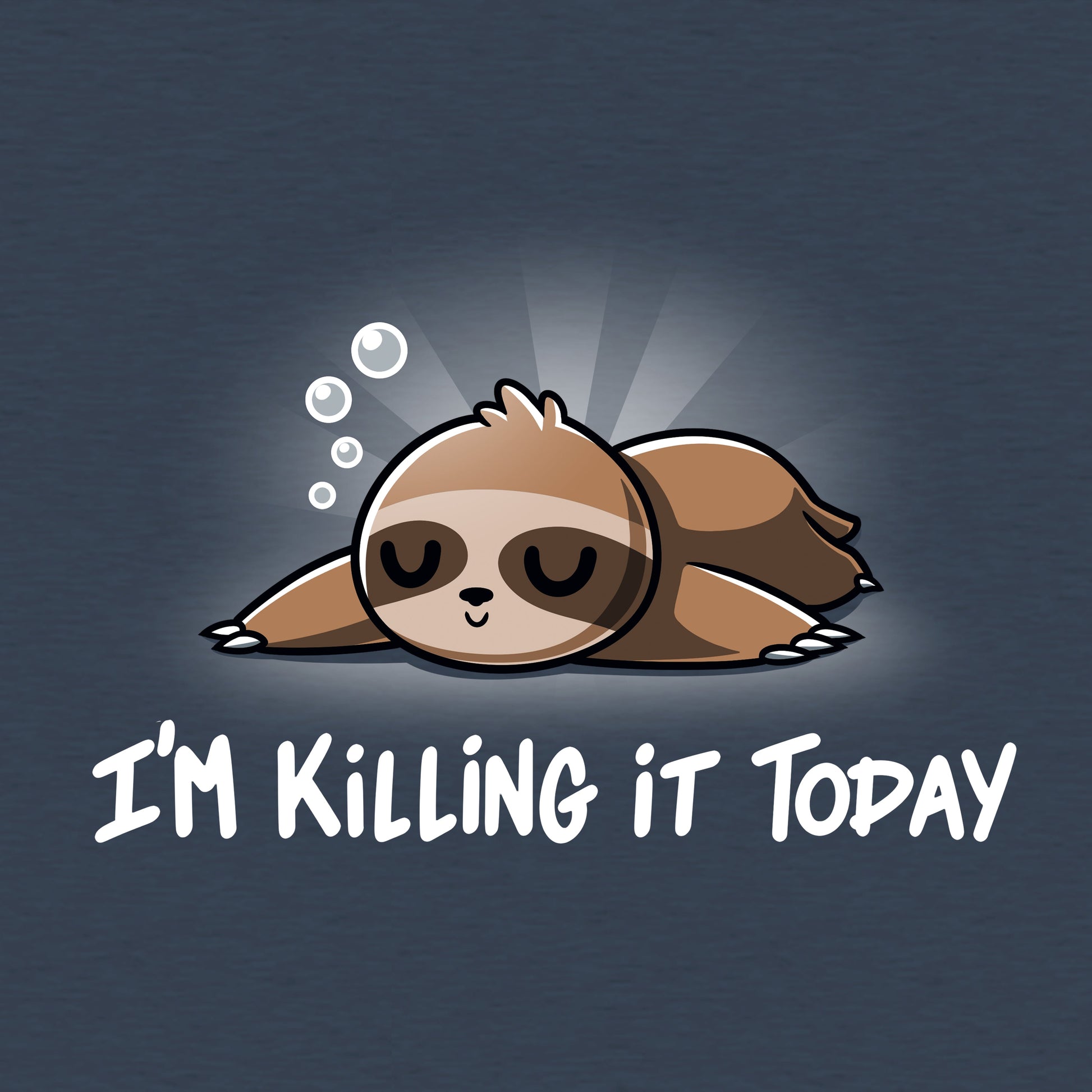 Classic Cotton T-shirt_TeeTurtle heather navy I'm Killing It Today t-shirt featuring a sleeping sloth.