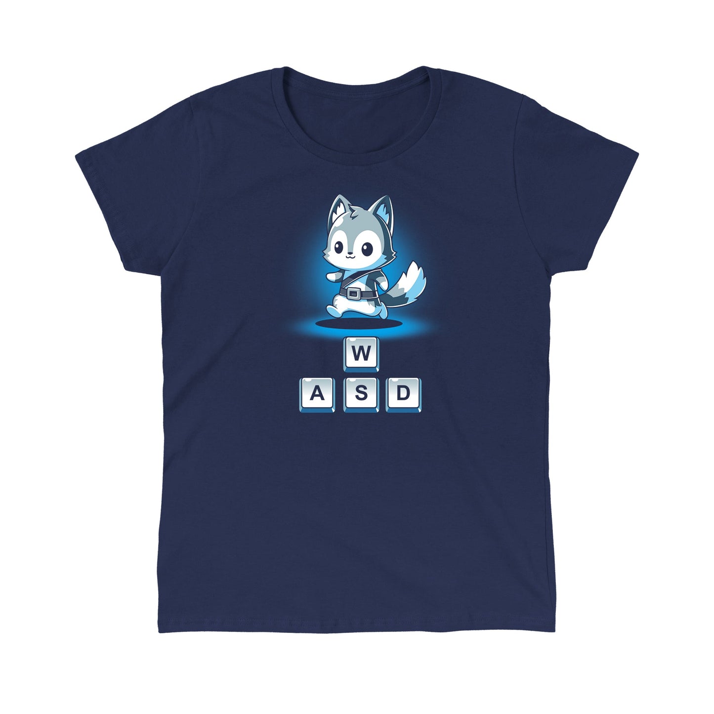 Classic Cotton T-shirt_TeeTurtle Keys to Adventure navy blue t-shirt featuring a fox character above game controls.