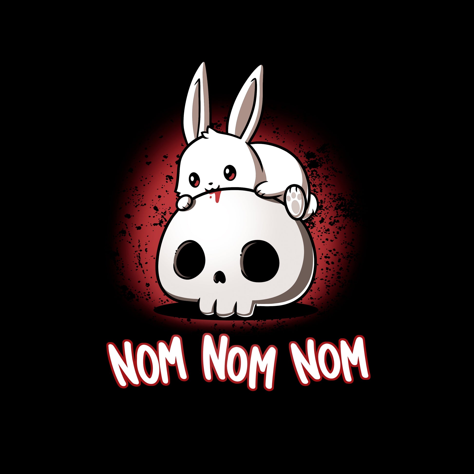 Classic Cotton T-shirt_TeeTurtle black Killer Bun Bun. Featuring a bunny sitting on top of a skull and chewing on it.