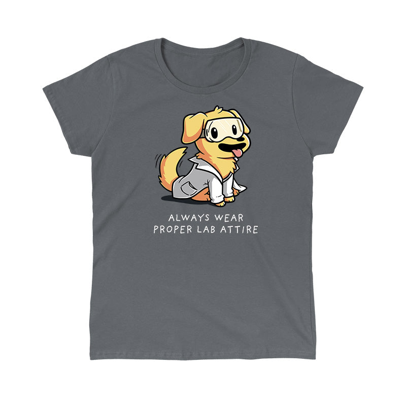 Classic Cotton T-shirt_TeeTurtle Lab Attire charcoal t-shirt featuring a dog wearing a lab coat.