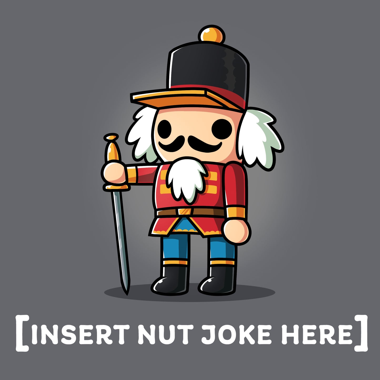 Classic Cotton T-shirt_TeeTurtle charcoal gray Nutcracker apparel featuring a nutcracker figurine with the caption, "[Insert Nut Joke Here]".