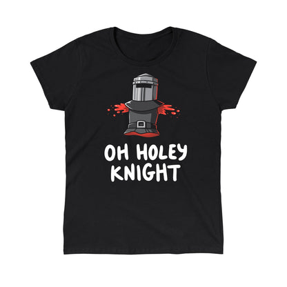 Classic Cotton T-shirt_TeeTurtle Oh Holey Knight black t-shirt featuring a pun of a knight’s armor that has missing arms