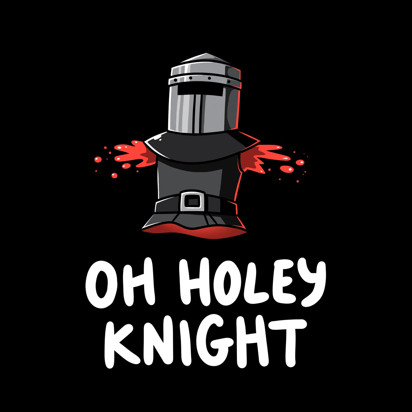 Classic Cotton T-shirt_TeeTurtle Oh Holey Knight black t-shirt featuring a pun of a knight’s armor that has missing arms