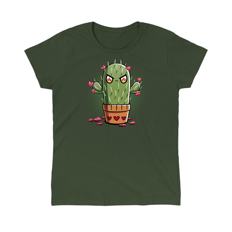 Classic Cotton T-shirt_TeeTurtle forest green Prickly Heart t-shirt featuring an angry prickly cactus with heart-shaped flowers.