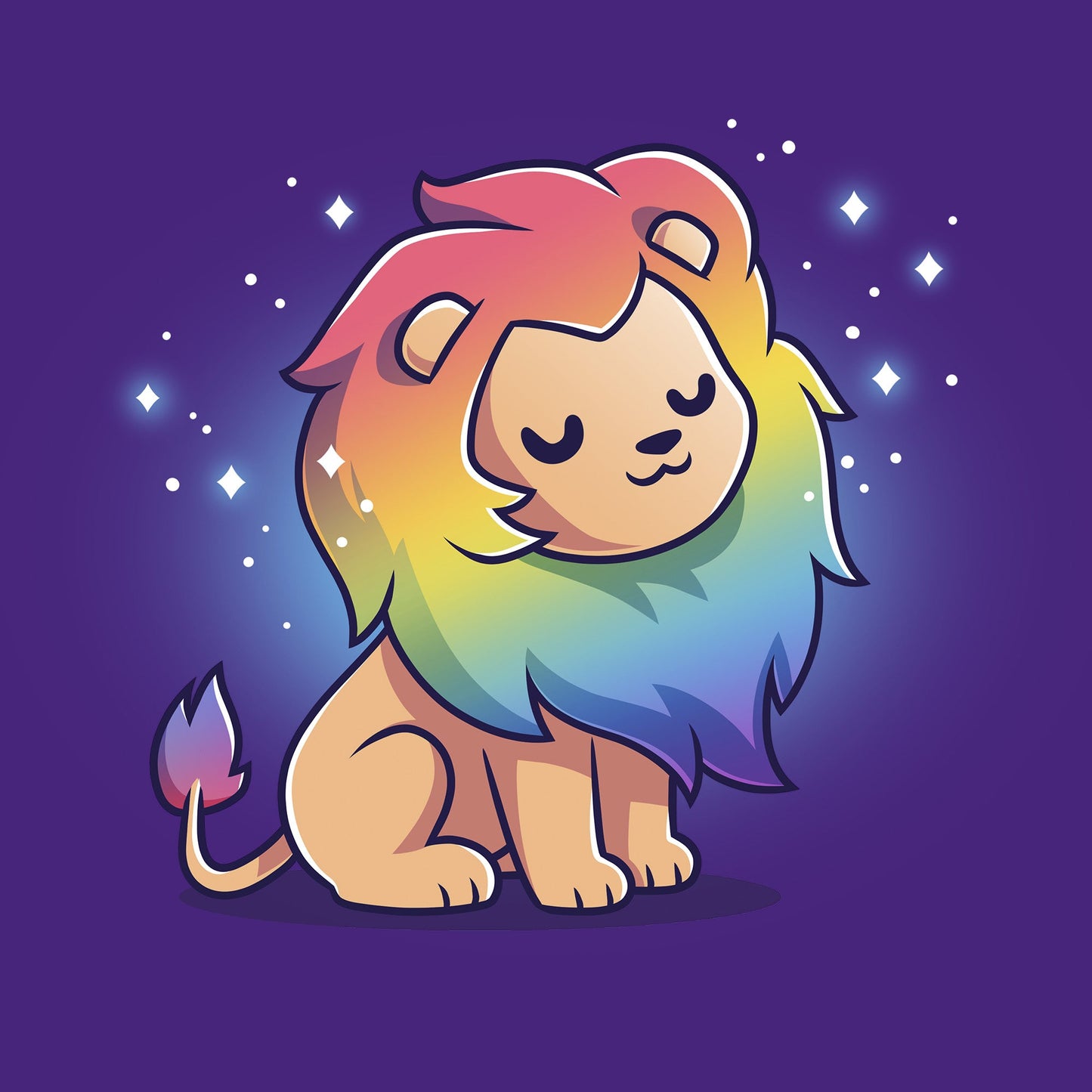 Classic Cotton T-shirt_TeeTurtle purple Rainbow Lion t-shirt featuring a prideful lion with a rainbow mane.