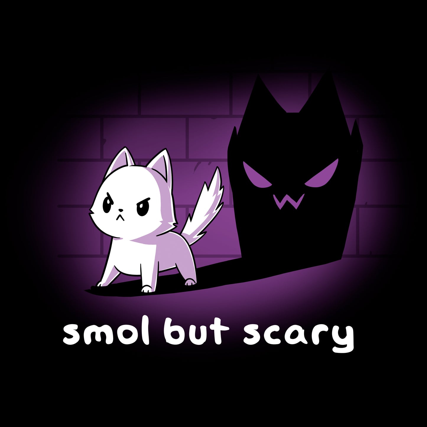 Pullover Hoodie_TeeTurtle Smol but Scary black t-shirt featuring a fierce cat casting a spooky shadow